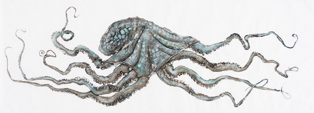 Traditional Gyotaku Tako Blue He'e